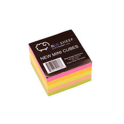 5 Neon Colours x 80 Sheets Mini Cube Sticky Note Pad