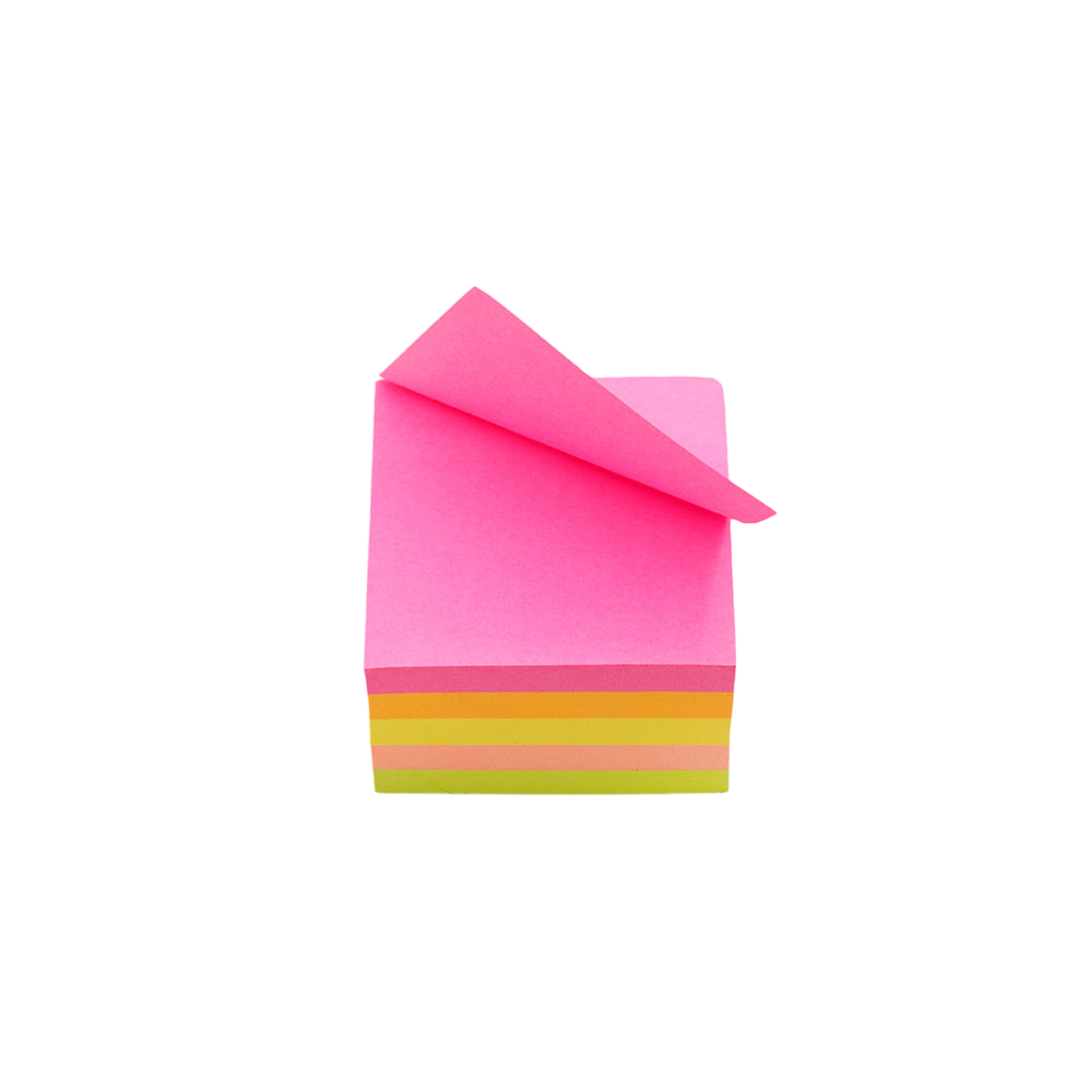 5 Neon Colours x 80 Sheets Mini Cube Sticky Note Pad